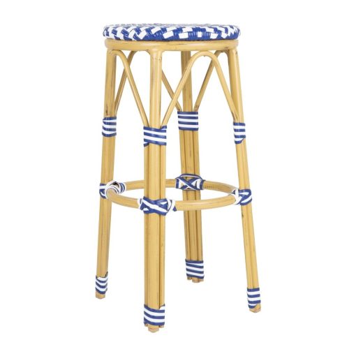 Bolero Parisian Style PE Rattan Bar Stools Blue 2 Pack (HZ145)