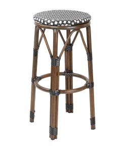 Bolero Parisian Style PE Rattan Bar Stools Black Dot Mix 2 Pack (HZ146)