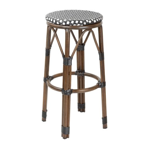 Bolero Parisian Style PE Rattan Bar Stools Black Dot Mix 2 Pack (HZ146)