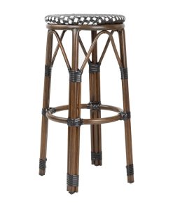 Bolero Parisian Style PE Rattan Bar Stools Black Dot Mix 2 Pack (HZ146)