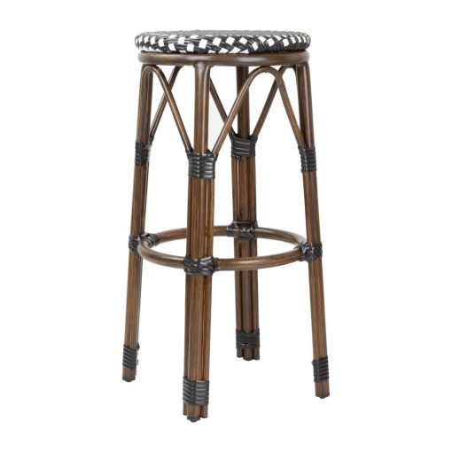 Bolero Parisian Style PE Rattan Bar Stools Black Dot Mix 2 Pack (HZ146)