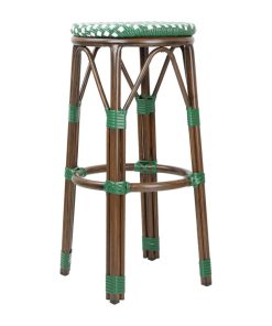 Bolero Parisian Style PE Rattan Bar Stools Green Dot Mix 2 Pack (HZ147)