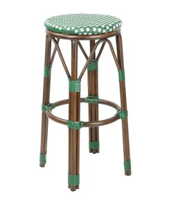 Bolero Parisian Style PE Rattan Bar Stools Green Dot Mix 2 Pack (HZ147)