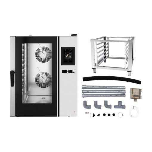 Buffalo Smart Touchscreen Combi Oven 11 x GN 1-1 with Stand and Installation Kit (HZ979)