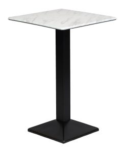 Turin Metal Base 600mm Square Poseur Table with Laminate Top in Marble (CZ826)