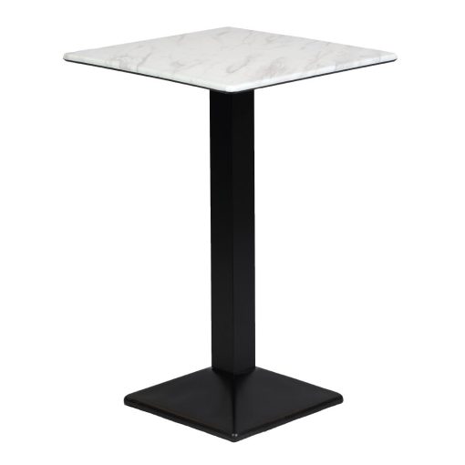 Turin Metal Base 600mm Square Poseur Table with Laminate Top in Marble (CZ826)