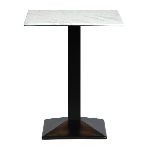 Turin Metal Base 600mm Square Poseur Table with Laminate Top in Marble (CZ826)