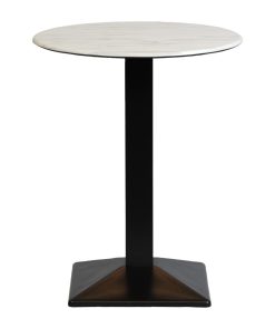 Turin Metal Base 600mm Round Poseur Table with Laminate Top in Marble (CZ834)