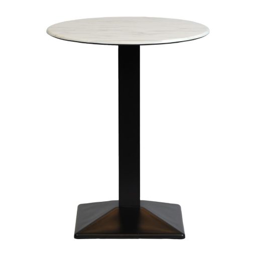 Turin Metal Base 600mm Round Poseur Table with Laminate Top in Marble (CZ834)