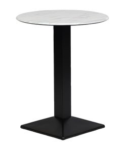 Turin Metal Base 600mm Round Poseur Table with Laminate Top in Marble (CZ834)