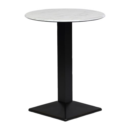 Turin Metal Base 600mm Round Poseur Table with Laminate Top in Marble (CZ834)