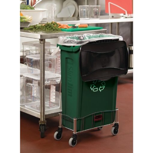 Rubbermaid Slim Jim with Venting Channels Green with Recycling Logo 87Ltr (DN856)