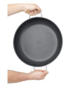 Vogue Aluminium Non-stick Teflon Platinum Plus Paella Pan 35cm (HT990)