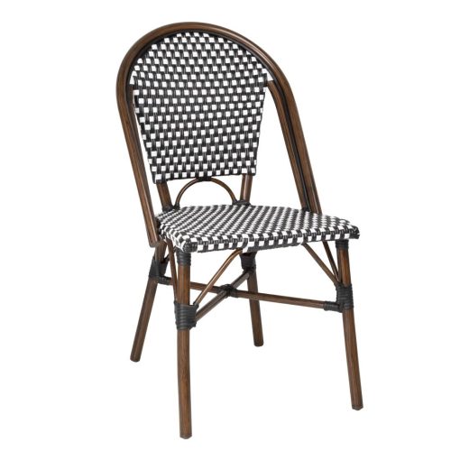 Bolero Parisian Style PE Rattan Chair Black Dot Mix 2 Pack (HW598)