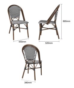 Bolero Parisian Style PE Rattan Chair Black Dot Mix 2 Pack (HW598)