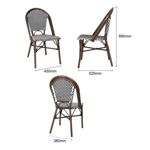 Bolero Parisian Style PE Rattan Chair Black Dot Mix 2 Pack (HW598)