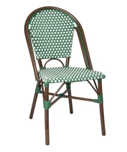 Bolero Parisian Style PE Rattan Chair Green Dot Mix 2 Pack (HW599)