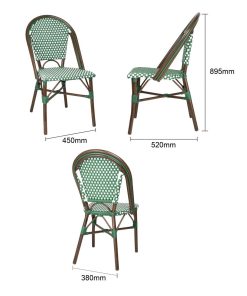 Bolero Parisian Style PE Rattan Chair Green Dot Mix 2 Pack (HW599)