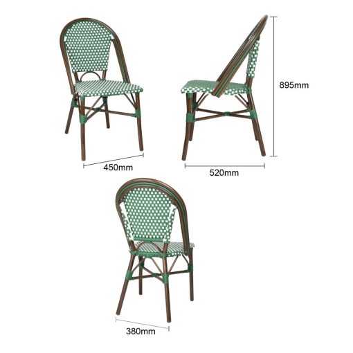 Bolero Parisian Style PE Rattan Chair Green Dot Mix 2 Pack (HW599)