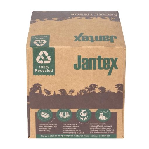 Jantex Green 100 Recycled Facial Tissue Cube 100 Sheets 36 Pack (HX931)