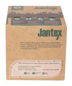 Jantex Green 100 Recycled Facial Tissue Cube 100 Sheets 36 Pack (HX931)