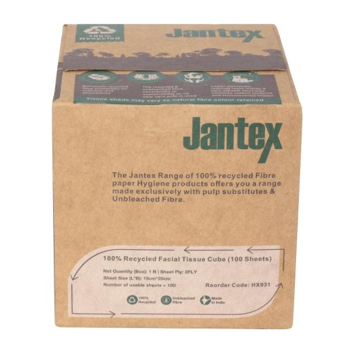 Jantex Green 100 Recycled Facial Tissue Cube 100 Sheets 36 Pack (HX931)