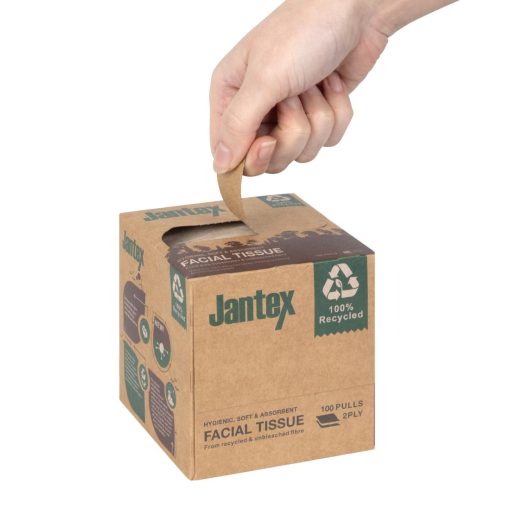 Jantex Green 100 Recycled Facial Tissue Cube 100 Sheets 36 Pack (HX931)