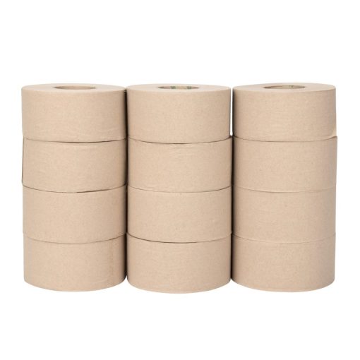 Jantex Green 100 Recycled Mini Jumbo Roll Refill 2ply - 150m Pack 12 (HX939)