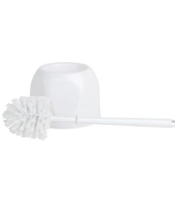 Nisbets Essentials Round Toilet Brush and Holder - White (HY187)