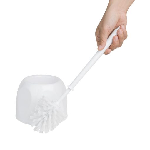 Nisbets Essentials Round Toilet Brush and Holder - White (HY187)