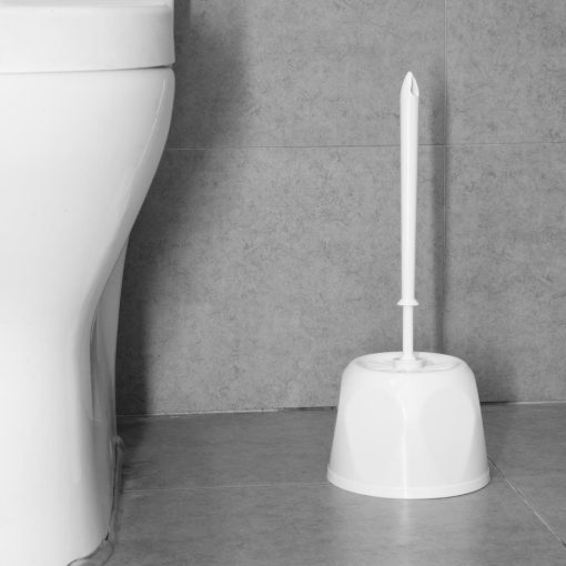 Nisbets Essentials Round Toilet Brush and Holder - White (HY187)