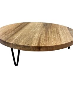 Olympia Round Display Stand Mango Wood with Metal Legs 300x80mm (HY752)