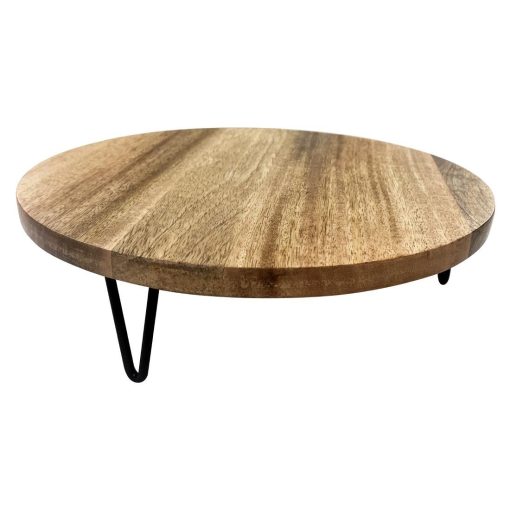 Olympia Round Display Stand Mango Wood with Metal Legs 300x80mm (HY752)