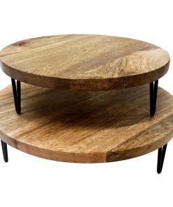 Olympia Round Display Stand Mango Wood with Metal Legs 300x80mm (HY752)