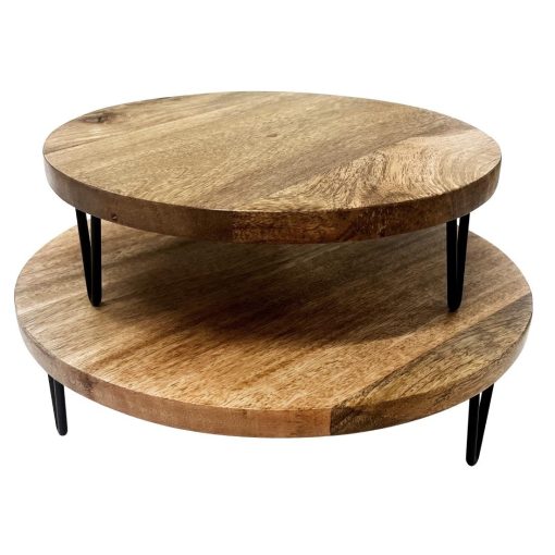 Olympia Round Display Stand Mango Wood with Metal Legs 300x80mm (HY752)