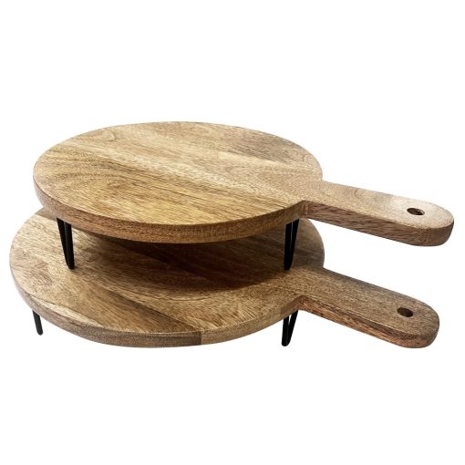 Olympia Round Handled Display Stand Mango Wood with Metal Legs 400x300x80mm (HY754)