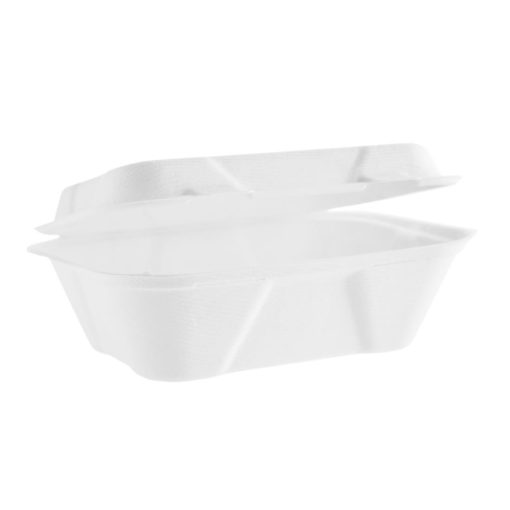 Vegware Compostable Bagasse Clamshell Hinged Meal Boxes 7x 5 Pack of 500 (HZ937)