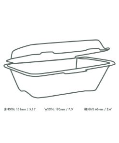 Vegware Compostable Bagasse Clamshell Hinged Meal Boxes 7x 5 Pack of 500 (HZ937)