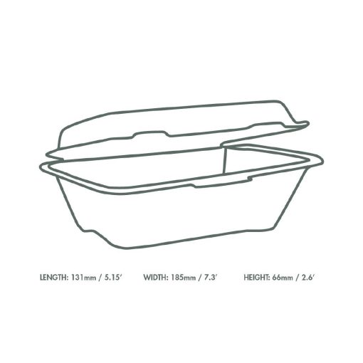 Vegware Compostable Bagasse Clamshell Hinged Meal Boxes 7x 5 Pack of 500 (HZ937)