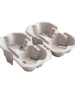 Vegware Moulded Pulp Fibre Splitable 4-Cup Carry Trays Pack of 160 (HZ938)