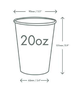 Vegware Paper Cold Cups 89-Series 20oz-500ml Pack of 1000 (HZ942)