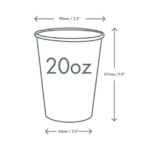 Vegware Paper Cold Cups 89-Series 20oz-500ml Pack of 1000 (HZ942)