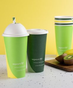 Vegware Nourish Moulded Fibre Cold Cup Dome Lids with Hole 89-Series Pack of 1000 (HZ943)