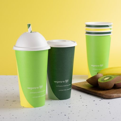 Vegware Nourish Moulded Fibre Cold Cup Dome Lids with Hole 89-Series Pack of 1000 (HZ943)