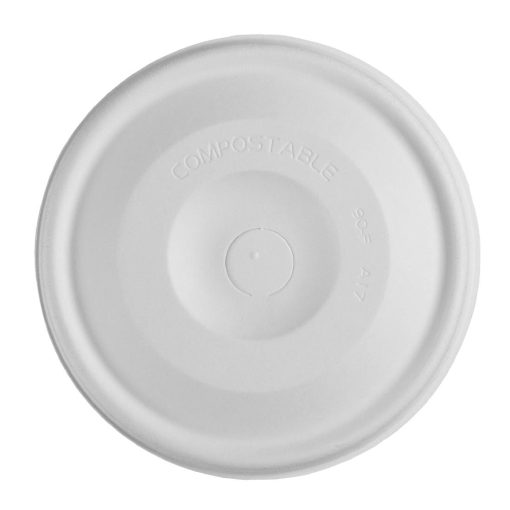 Vegware Nourish Moulded Fibre Cold Cup Flat Lids with Hole 89-Series Pack of 1000 (HZ944)