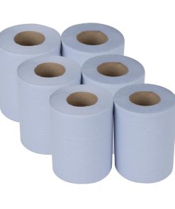 Nisbets Essentials Centrefeed Blue Rolls 2-Ply 320 Sheets 6 pack (SA836)