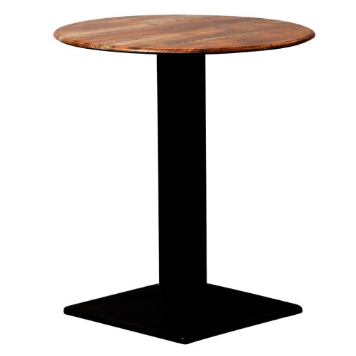 Turin Metal Base 600mm Round Dining Table w-Laminate Top in Planked Oak (CZ820)