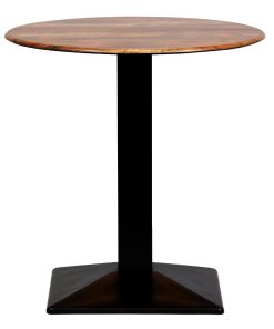 Turin Metal Base 600mm Round Dining Table w-Laminate Top in Planked Oak (CZ820)