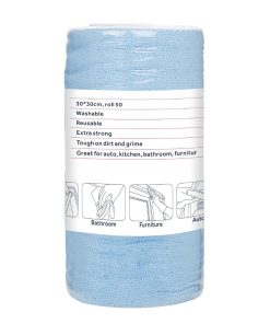 Nisbets Essentials Blue Micro Fibre Cloth 300x300mm - Roll of 50 tear-off sheets (HA817)