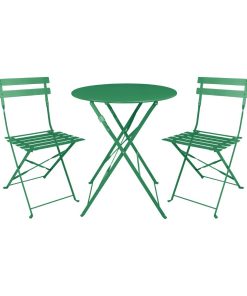 Bolero Perth Forest Green Pavement Style Steel Folding Chairs 2 Pack (HZ364)